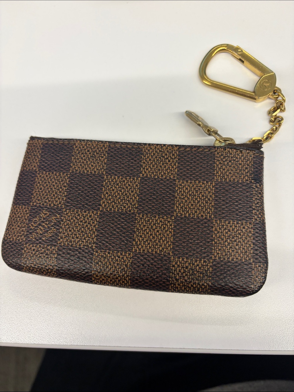 Louis Vuitton Damier Ebene Key Pouch with Gold Hardware